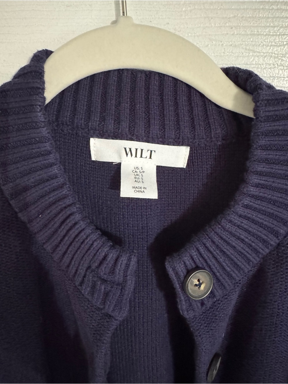 WILT Dark Navy Crewneck Button Cardigan - Picture 3 of 3